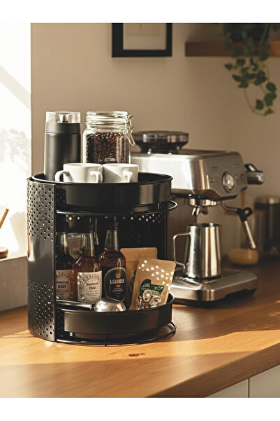EVSTYLE 360 Degree Rotating Two-Tier Kitchen Organizer Coffee Corner Organize...