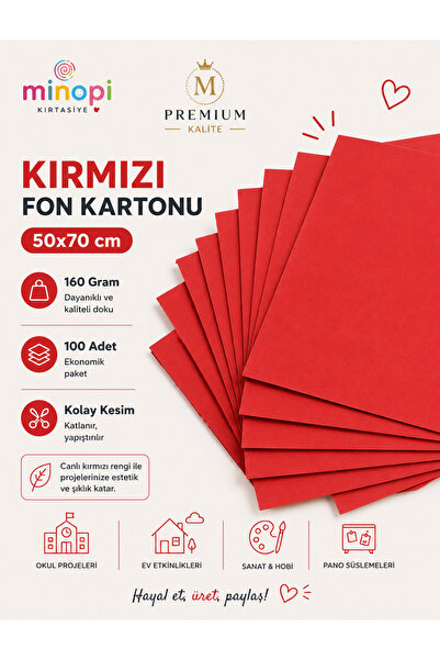 Minopi Red Background Cardboard 50X70 cm 100 Pack 160 Gr Colorful Background ...