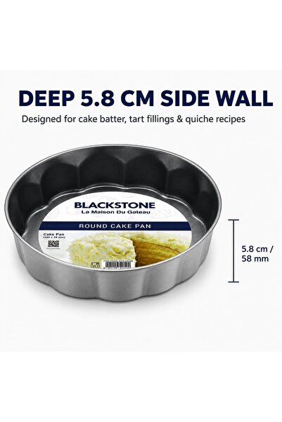 Blackstone Round Carbon Steel Nonstick Baking Pan 28 cm Fluted Cake Pan for Cake, Pizza Tray (280x58 mm) Oven Bakeware