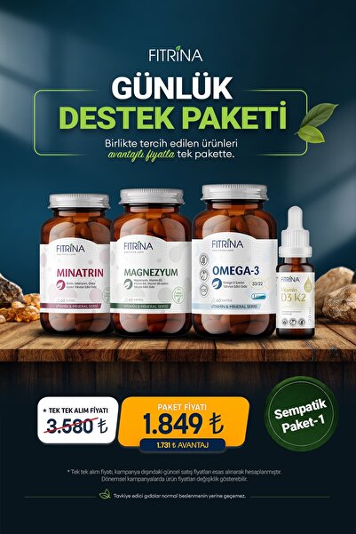 FITRİNA Günlük Destek Paketi | Minatrin + Magnezyum + Omega-3 + D3K2 Damla | ...