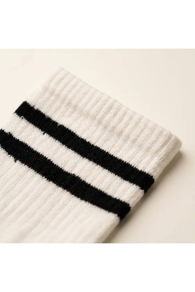 ESER Unisex White Sports College Socks Cotton Daily and Sports Use 6 Pcs