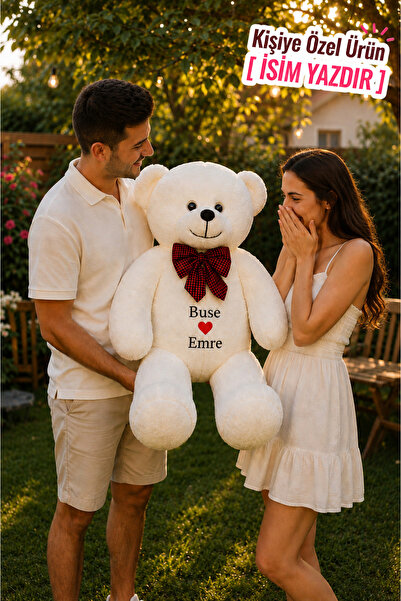 Pandamkee Kişiye Özel İsim Baskılı 120 Papyonlu 100 cm Büyük Ayıcık