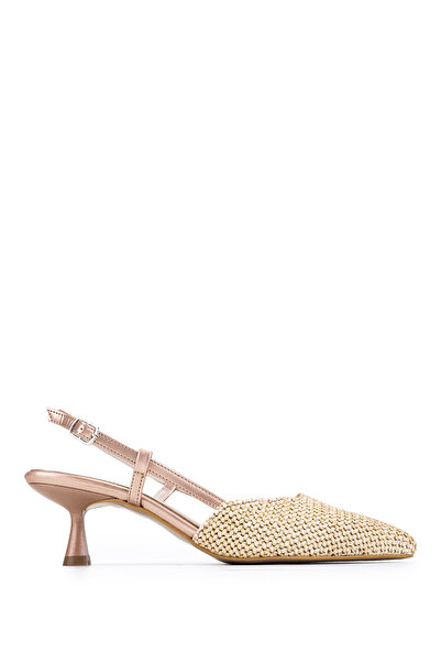 Women's Genuine Leather Cream Heels