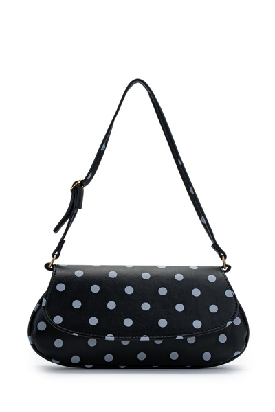 Mini Baguette Women Sleeve Bag Betty Black Polka Dot with Cover Detail