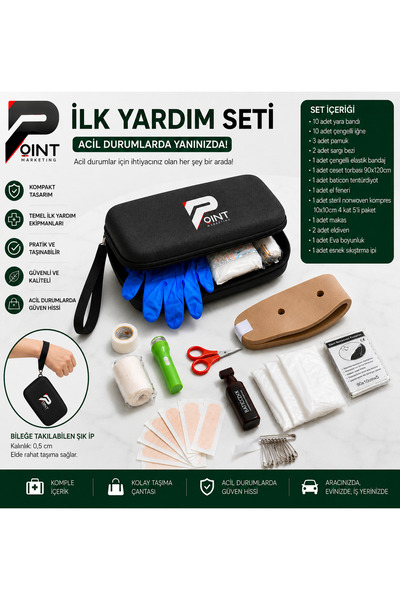 point marketing Araç İlk Yardım Seti Trafik Kanununa Uygun Tam Donanımlı İlk ...