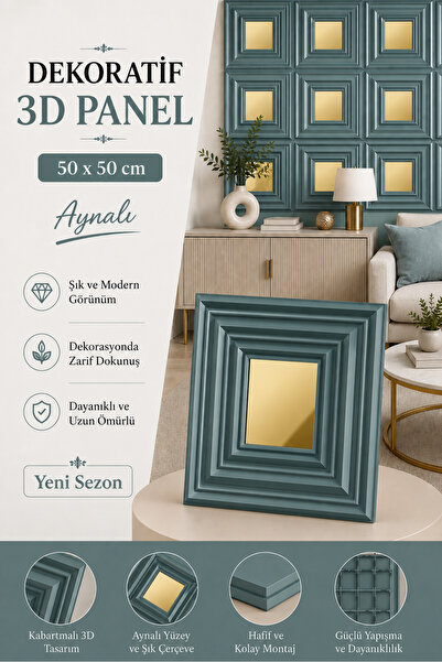 CraftWallDecor VAULT AYNALI 3D DUVAR PANELİ BOYANABİLİR ( ÖLÇÜ : 50*50 cm / 4...