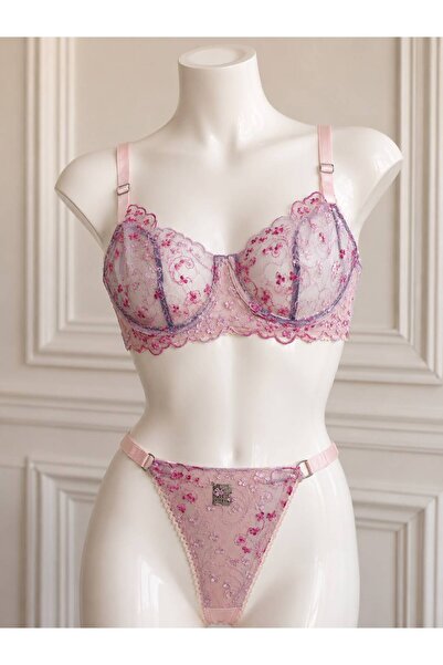 mendoza store Floral Patterned Baby Stylish Bra Set Thong Panties