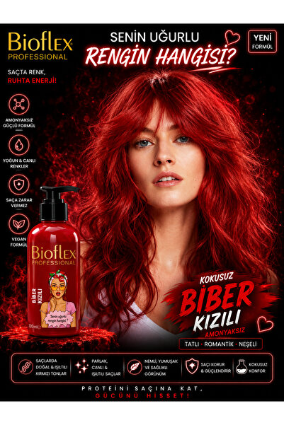 Bioflex Natural Hair Color Geçici-renkli Amonyaksız Biber Kızılı Renkli Saç B...