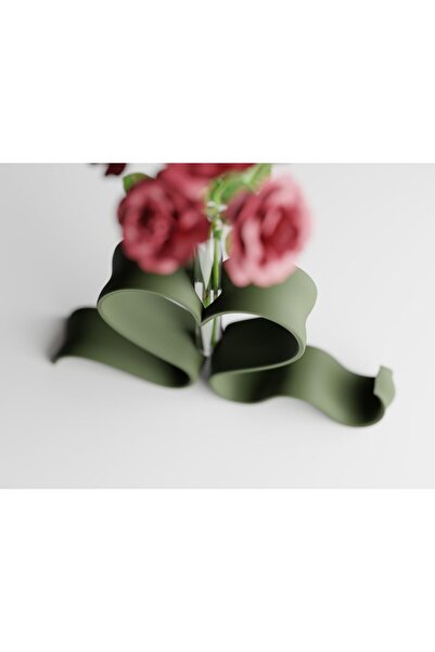 Sani Vază „Ribbon Heart” 222x39xH120mm - Verde închis mat