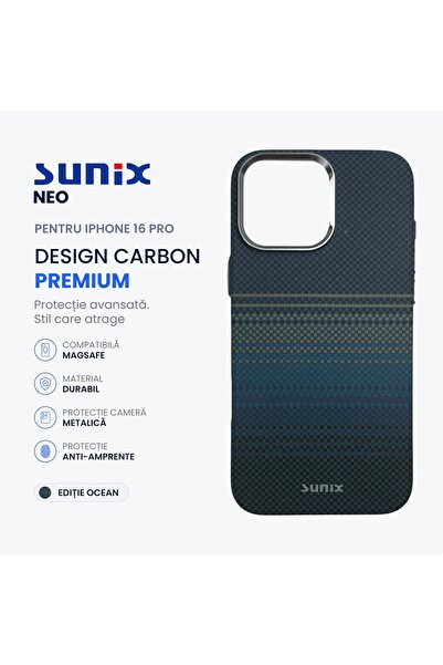 Sunix Husa Neo pentru iPhone 16 Pro A3293, Compatibila MagSafe, Design Carbon...