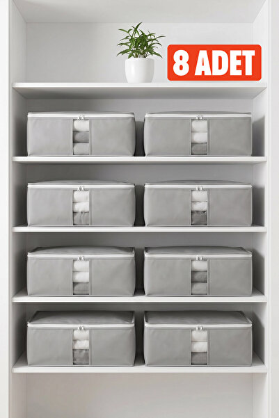 EVSELLA 8’li Antrasit Pencereli Baza Altı Çekyat Hurç Organizer 60×40×22 cm