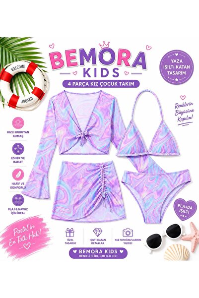 3b kids costum de baie bikini set fusta bustiere culoare violet culoare fetit...