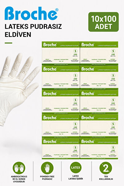 Broche LATEKS PUDRASIZ MUAYENE ELDİVENİ S BEDEN 10'LU PAKET