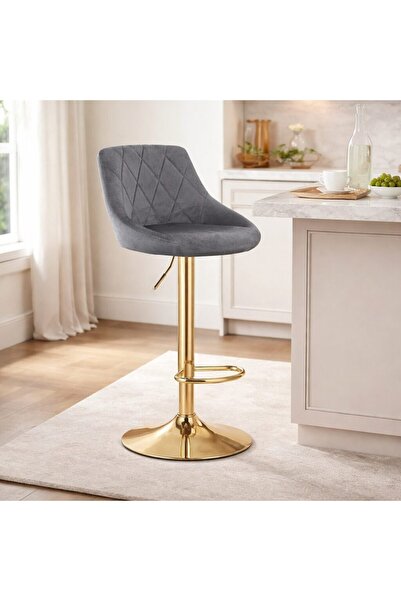 Artool Scaun de bucatarie/bar, Artool, Kast, rotativ, catifea gri, picior met...