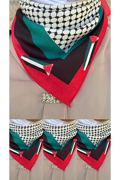 ALDAIYR 4 قطع من الأوشحة ذات الطابع الفلسطيني مقاس 50×50، مناسبة للجنسين للاس...