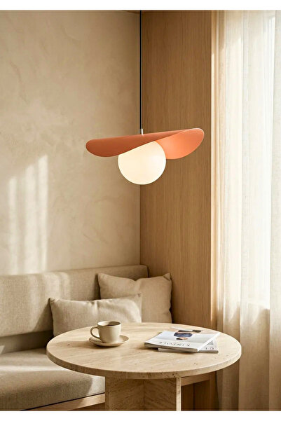 HOMİNG Rıpple Somon Rengi Metal Camlı Sarkıt