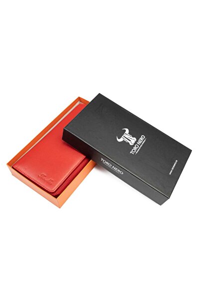 TORO NERO Portofel de damă din piele naturală, roșu, Gina, protecție RFID