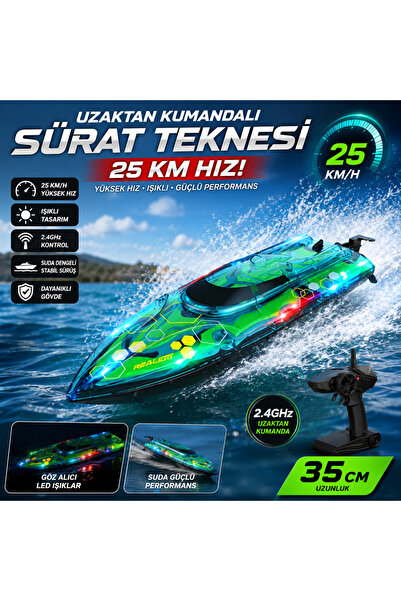 TRUST STORE 25 Km Hız Yapabilen Uzaktan Yüksek Hızlı Işıklı RC Sürat Teknesi ...