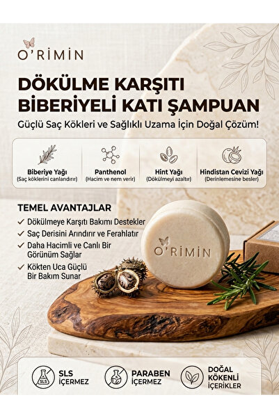 ORimin Biberiyeli Katı Şampuan|Hint & Hindistan Cevizi &Kil| Panthenol |60 gr...