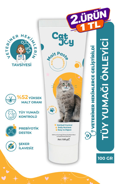 CATJOY Anti Hairball Kedi Maltı 100 g | %52 Malt Ekstraktı, Prebiyotik, Şeker...