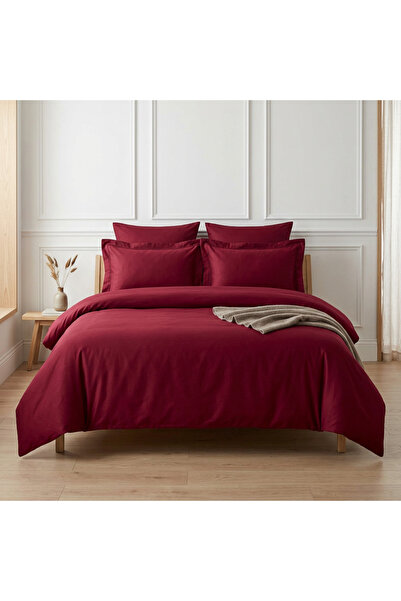 Depomaxx Maxxhome Leaf Single Flat Duvet Cover Set - Burgundy