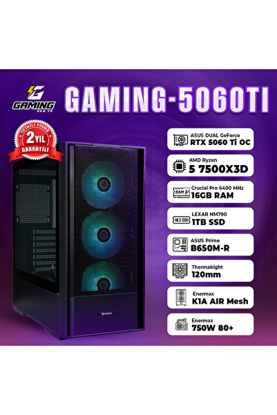 GamingGenTR GAMING-5060TI / AMD Ryzen 5 7500X3D / Asus Dual RTX 5060 TI 16GB ...