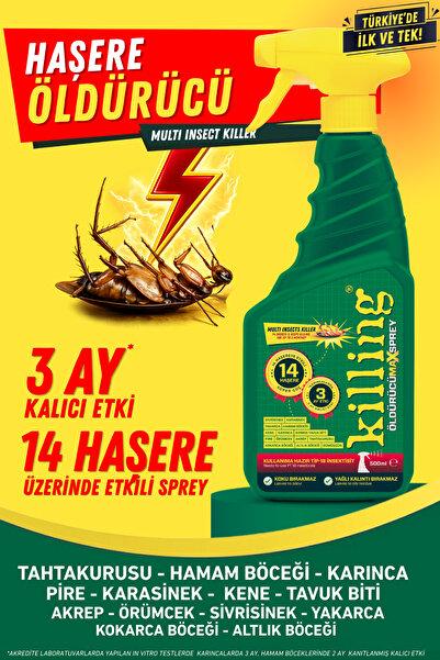 Killing Max Sprey 500 ml – Böcek İlacı Karınca 3 Ay Etkili 14 Haşere Hamam Bö...