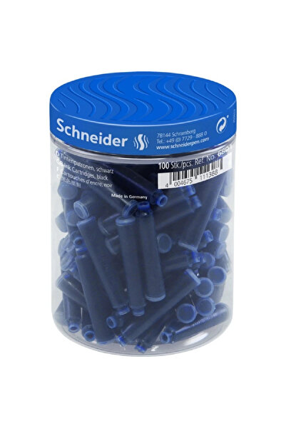 SCHNEIDER Patroane cerneala scurte 6803, albastre, 100 bucati/borcan, 2847