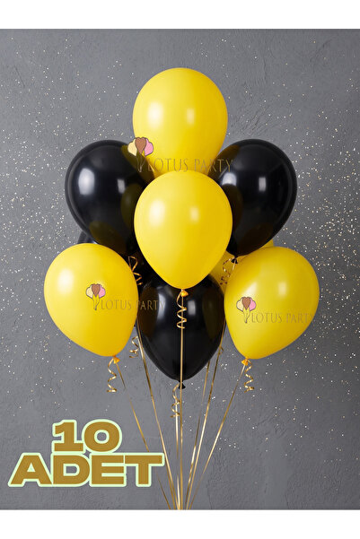 LOTUS PARTY Batman Themed 10 Pieces Black and Yellow Balloon Set