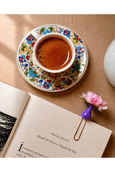 Güsvent Design Co El Yapımı Çiçekli Vazo Kitap Ayracı
