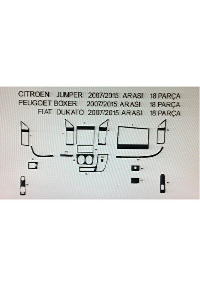 Demircioğlu Oto Aksesuar Marketi Fiat Ducato 2007-2014 18 Piece Dashboard Tri...