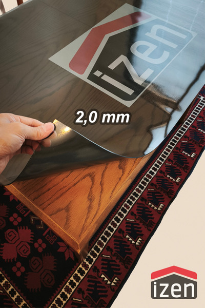 İzen 2,0 mm Buzlu Siyah Şeffaf Pvc Kalın Koruyucu Masa Örtüsü; Cam, Lake, Mer...