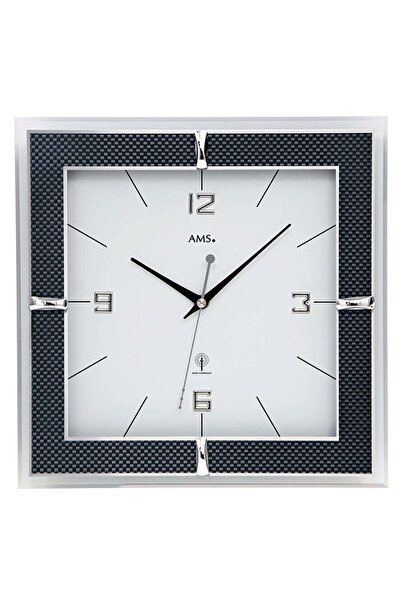 AMS Ceas de perete 5855, cuarț, alb, analogic, modern