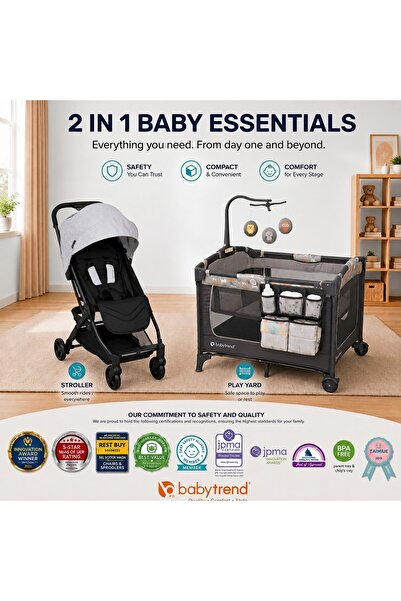 babytrend حزمة EZ Rest Playard Twinkle Little Forest مع عربة أطفال قابلة للطي...