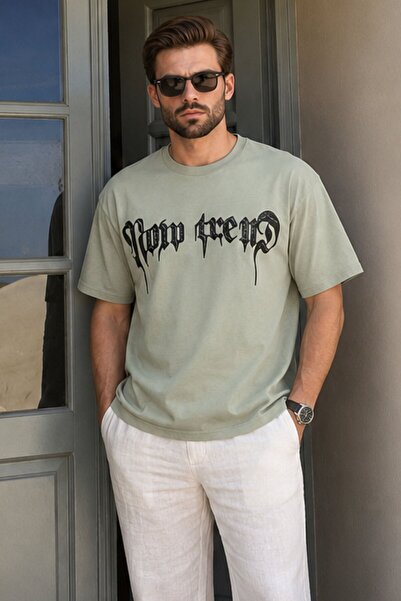 Madmext Mint Green Štampano 100% pamuk Muškarci T-shirt E7141
