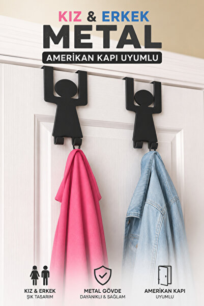 VENON Mini Siyah Set 6 Cm Metal Amerikan Kapı Arkası Askılık Kadın Ve Erkek F...