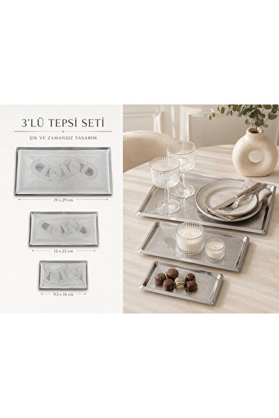 SHG HOME 3-Piece Coffee Presentation Tray Set
