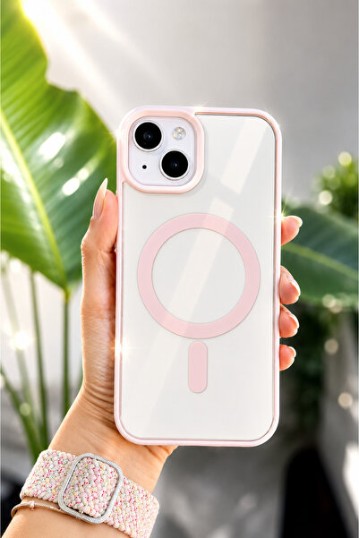 Go Aksesuar Iphone 13 - 14 VE 15  Uyumlu MAGSAFE Özellikli Renkli Şeffaf Kılıf