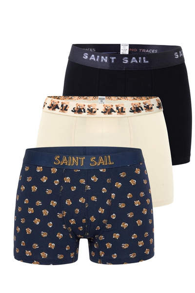 Saint Sail مجموعة من 3 بوكسرات رجالية من نسيج ليكرا القطني المرن المطبوع والم...