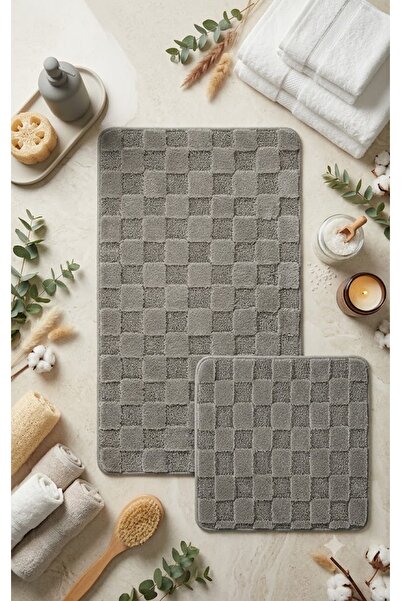 EUROBANO Chess Premium Nordic Bohemian 2-Piece Bath Mat 60X100 60X50 cm Latex...