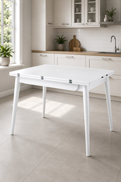 VİLİNZE Avanos Ahşap Ayaklı Katlanır Kanatlı Mdf Mutfak Masası - 60x90+60 (90...