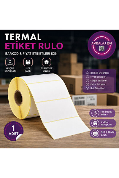 Ambalaj Evi 58x40mm Eco Termal Etiket 1 Adet 40mm Çap 500 Adet