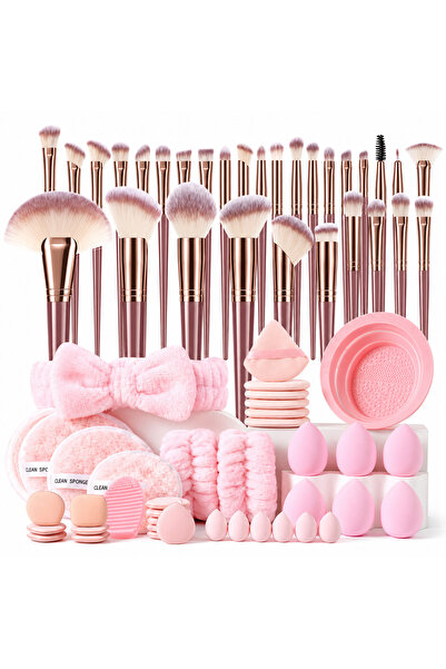 Arabest 32Pcs Makeup Brush Set with Sponges, Puffs, Headband, Cleansing Pad, ...