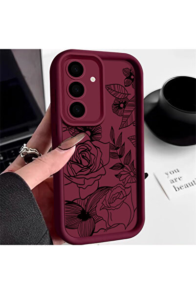 Choice Galaxy A15 5G A067 Wine Red Flower Soft Case For S25 Edge FE S26 S24 S...