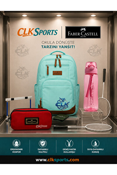 Faber Castell Faber-Castell Okul Sırt Çantası , Çift Gözlü Kalem Çantası - Li...