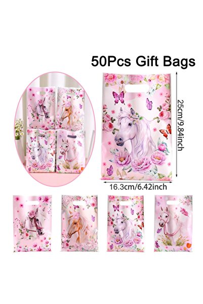 choice2 as shown 50pcs 10/20/50pcs Pink Floral Horse Biscuit Candy Bags Gift ...