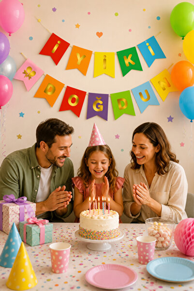 Parti dolabı زخرفة عيد ميلاد ملونة عيد ميلاد سعيد حروف قوس قزح ملون راية زخرف...