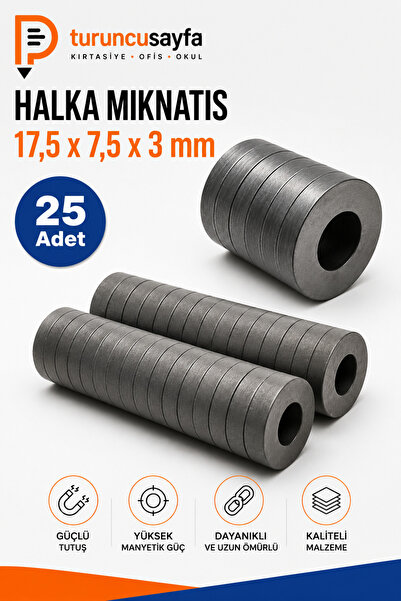 everart Yuvarlak Delikli Mıknatıs Mini 25 Adet 17,5x7,5x3 mm Mini Mıknatıs Se...