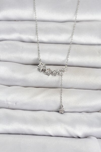 Inure Jewelry قلادة نسائية من النحاس باللون الفضي موديل ستار مينيمال سالانت ستار