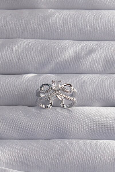 Inure Jewelry Brass Adjustable Silver Color Zircon Stone 2-Piece Appearance B...